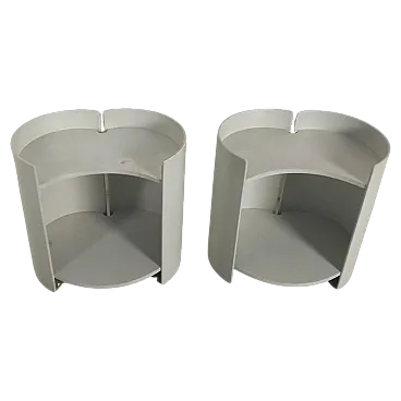 Pairof Gea curved wooden nightstands by K. Takahama for Gavina, 70s