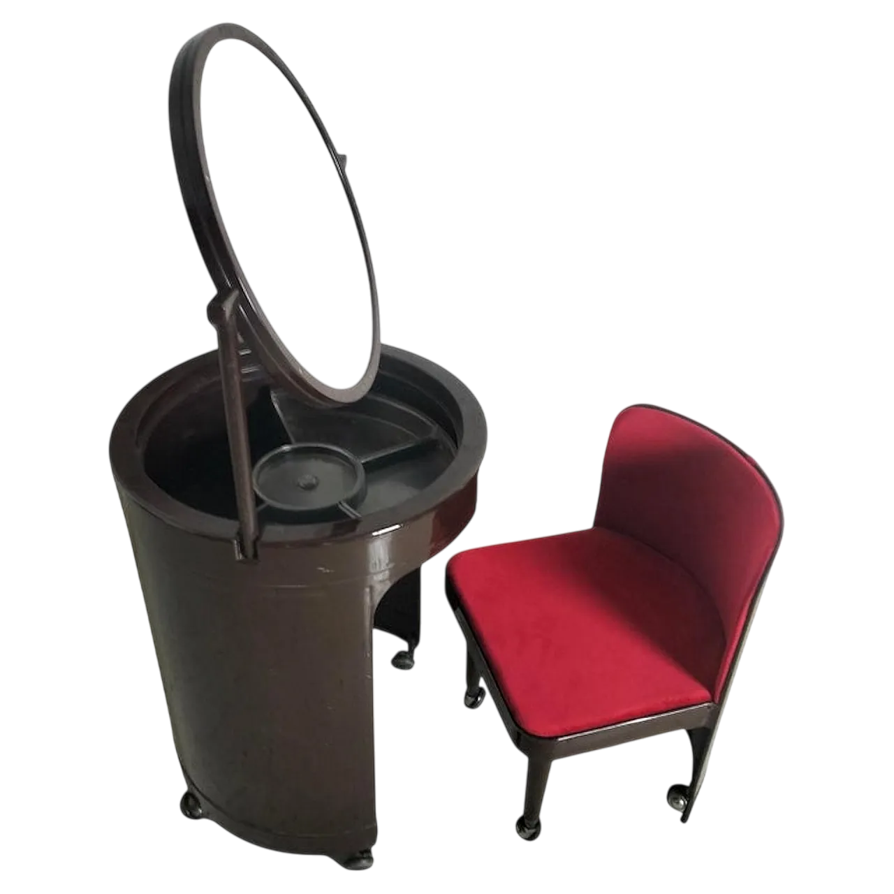 Silvi red Vanity table on wheels by Studio Kastilia, 1970s 13