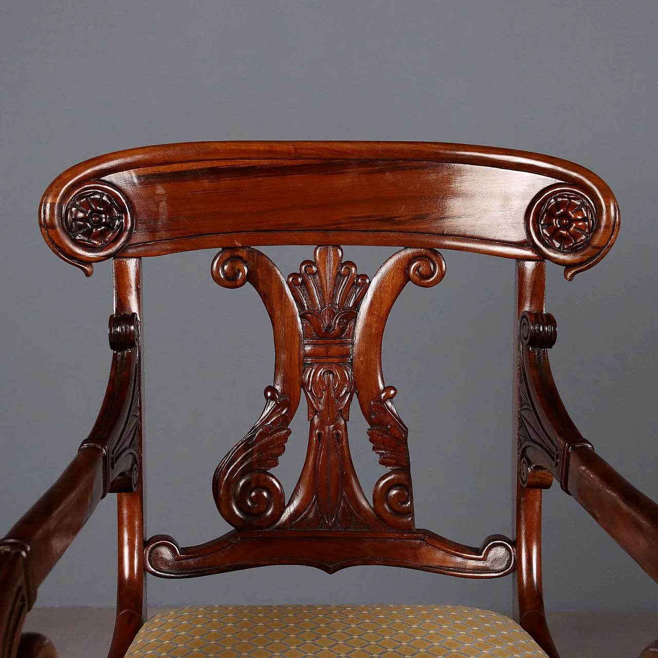 Pair of Luigi Filippo mahogany armchairs, 19th century 3