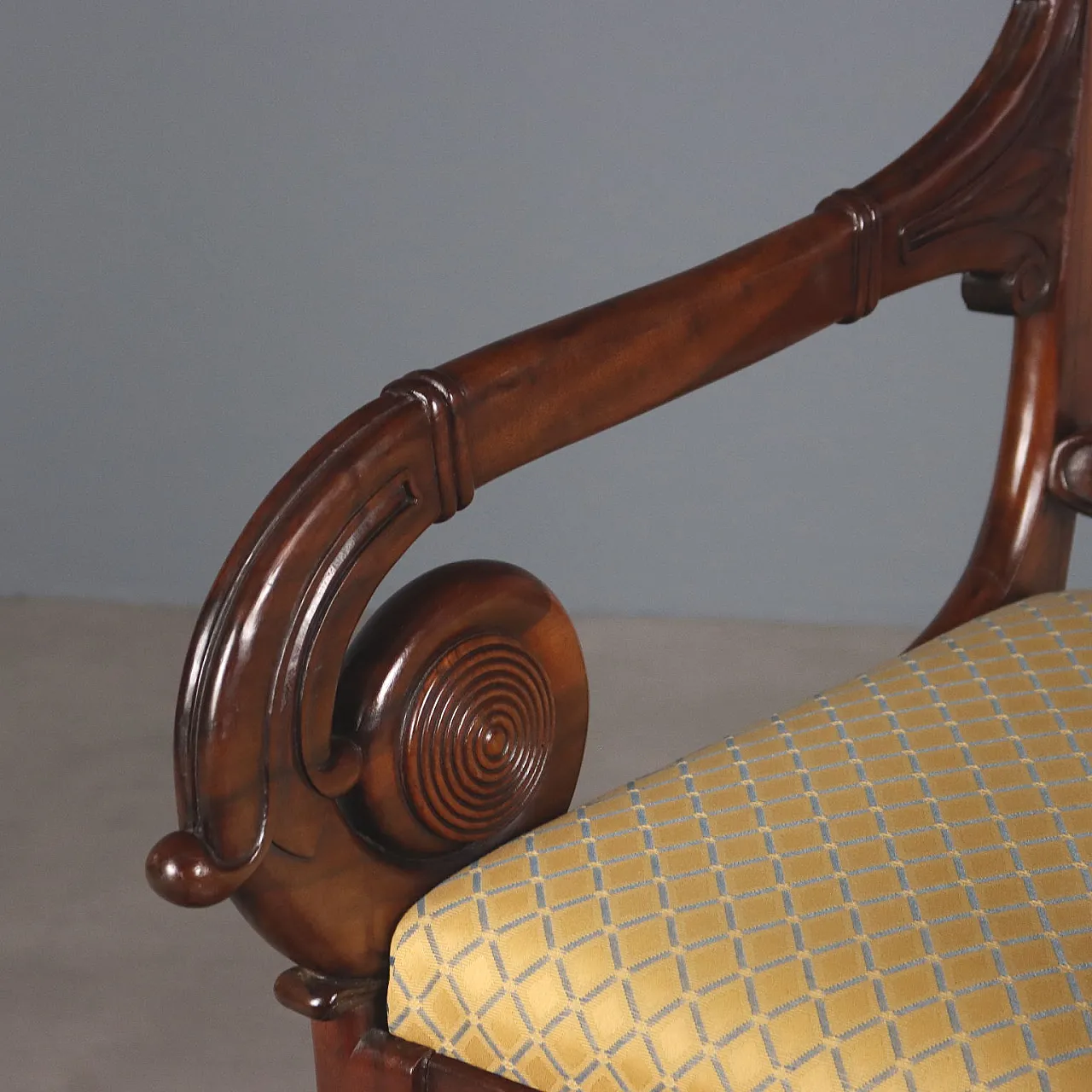 Pair of Luigi Filippo mahogany armchairs, 19th century 5