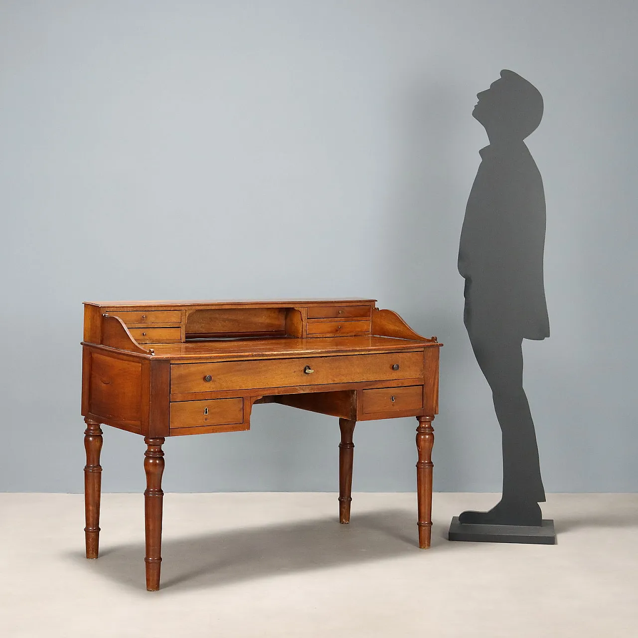 Scrivania in noce con 7 cassetti, '800 3