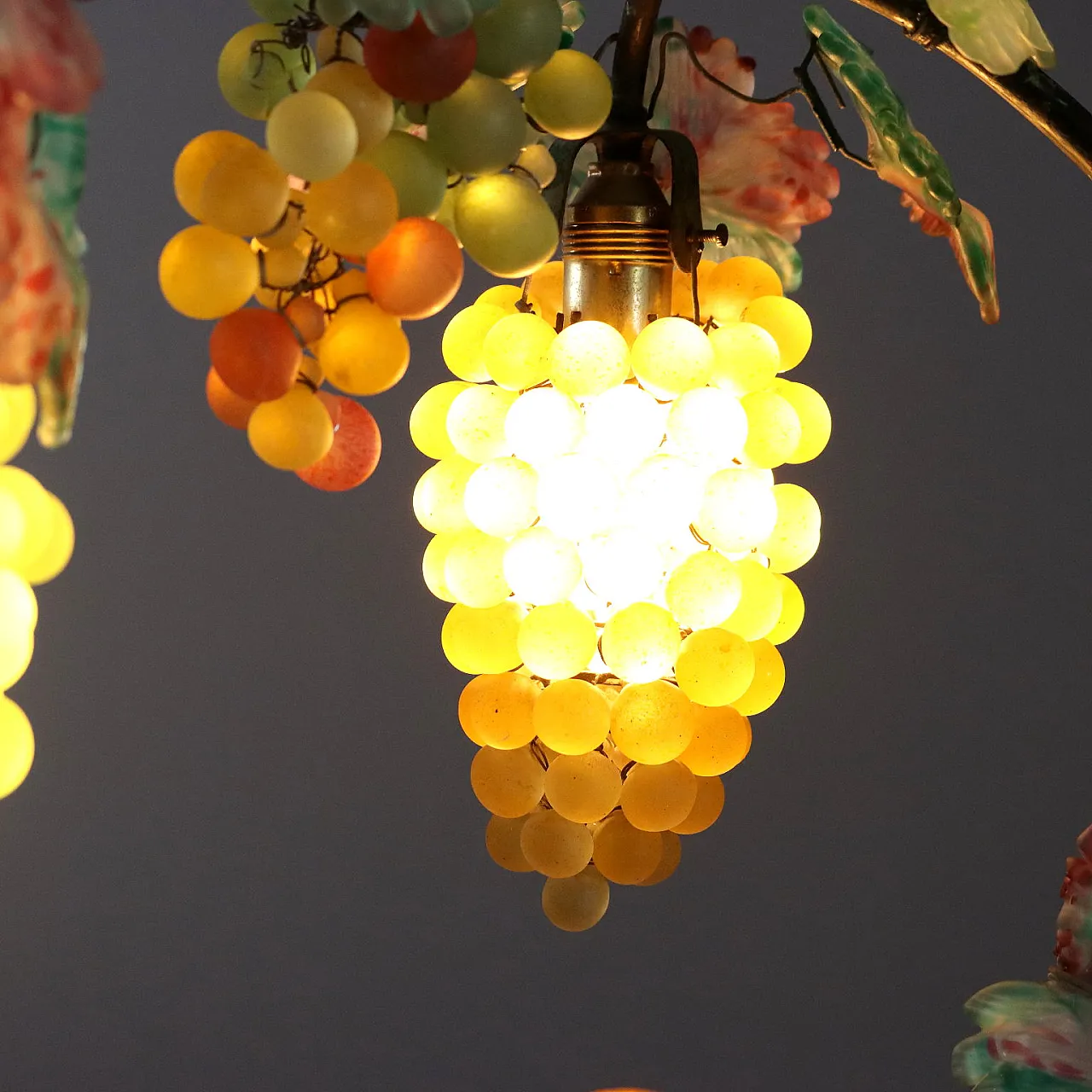 Table lamp in metal and colored glass, 19th century 3