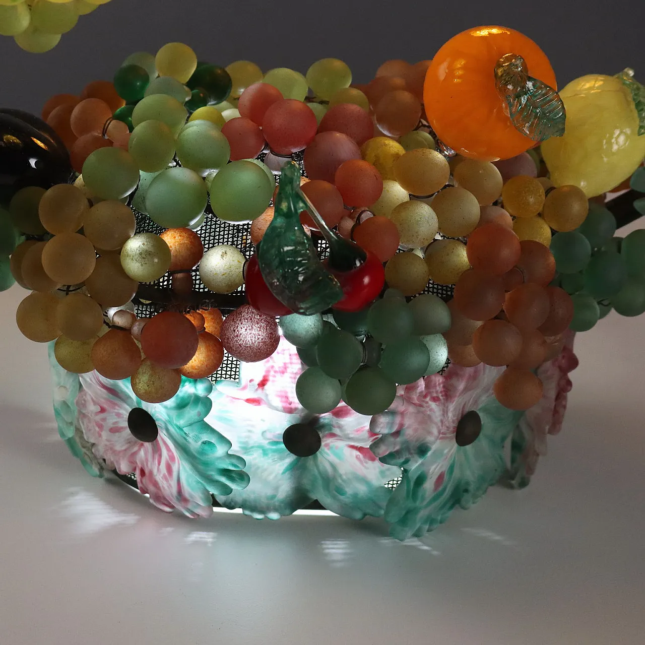 Table lamp in metal and colored glass, 19th century 5