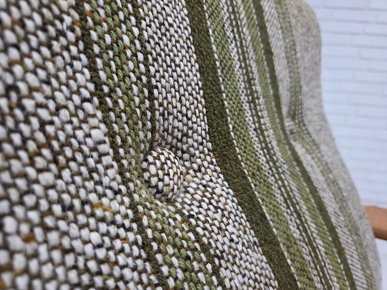 Danish armchair wool fabric, oak wood, 1970s 5