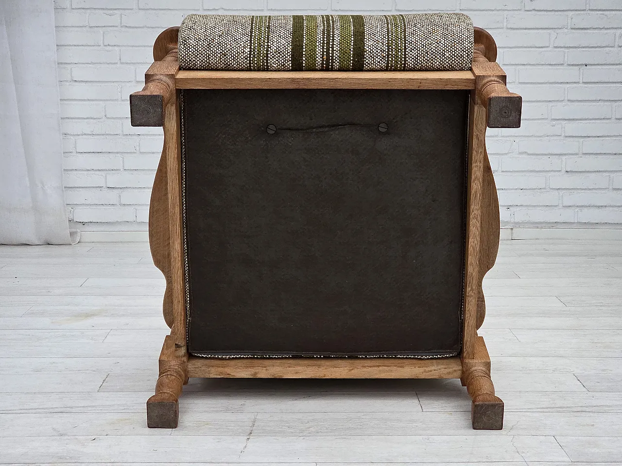 Danish armchair wool fabric, oak wood, 1970s 17