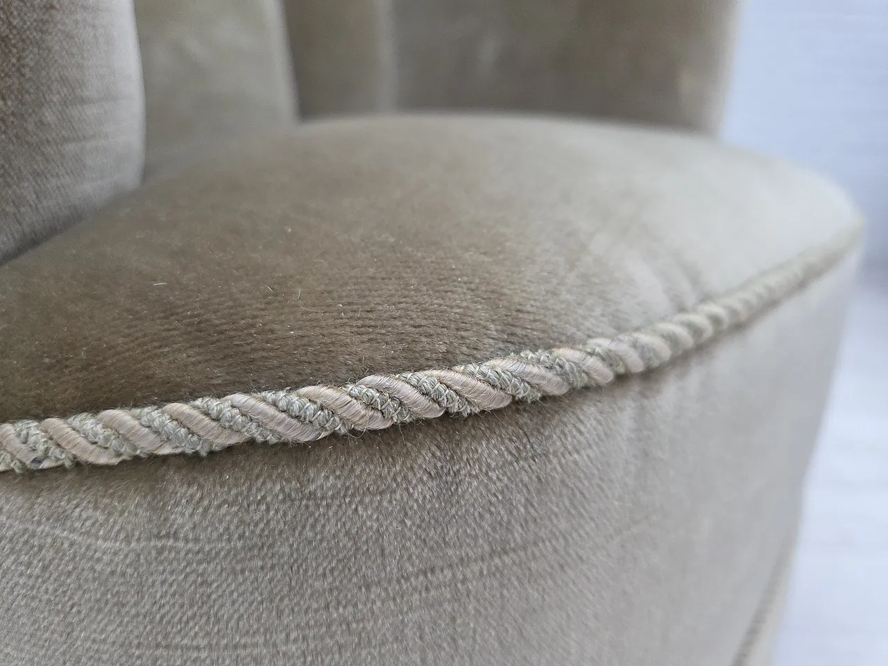 Danish armchair green velour, oak, 1970s 5