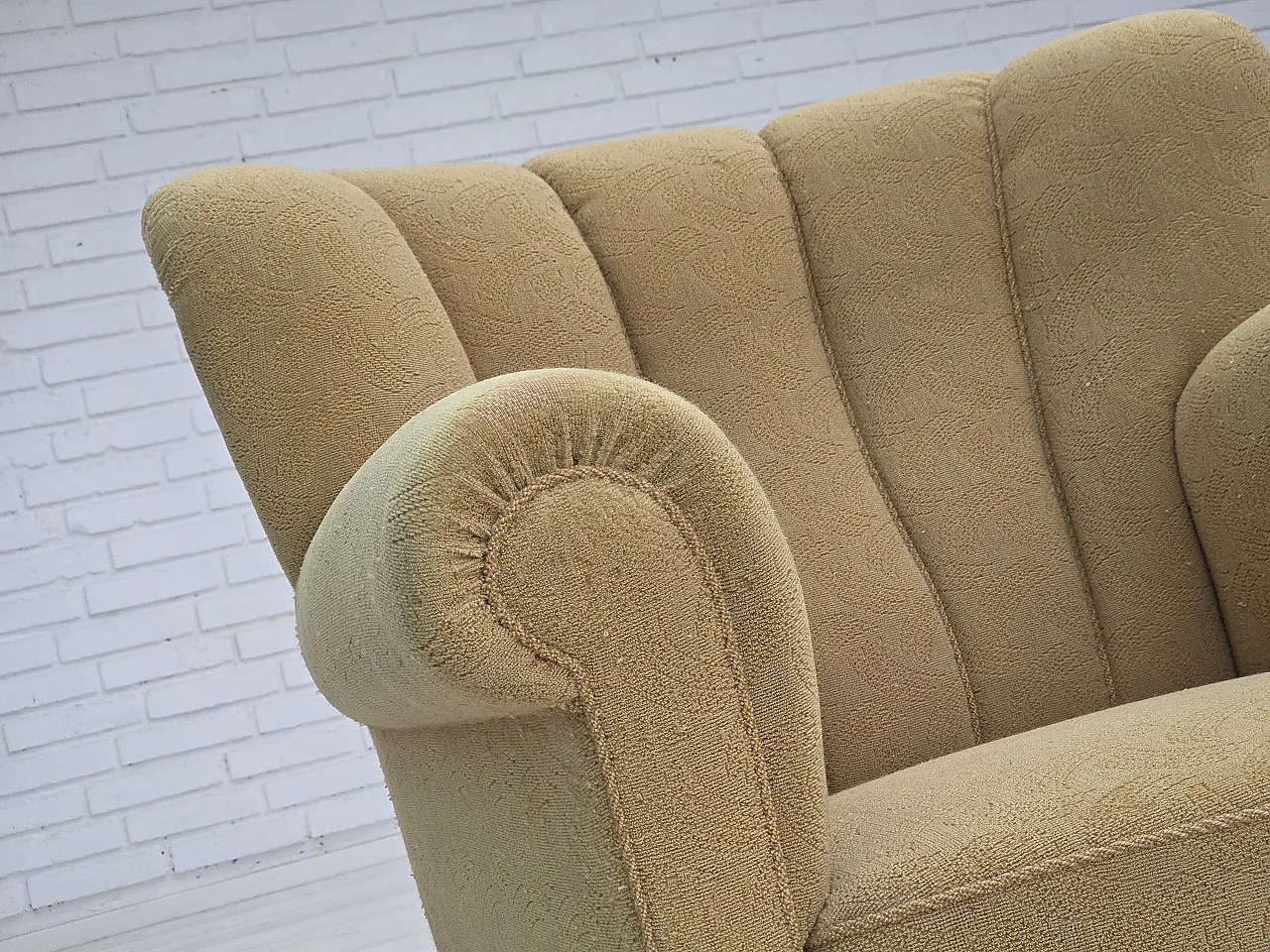 Danish relax chair light green wool, 1960s 2