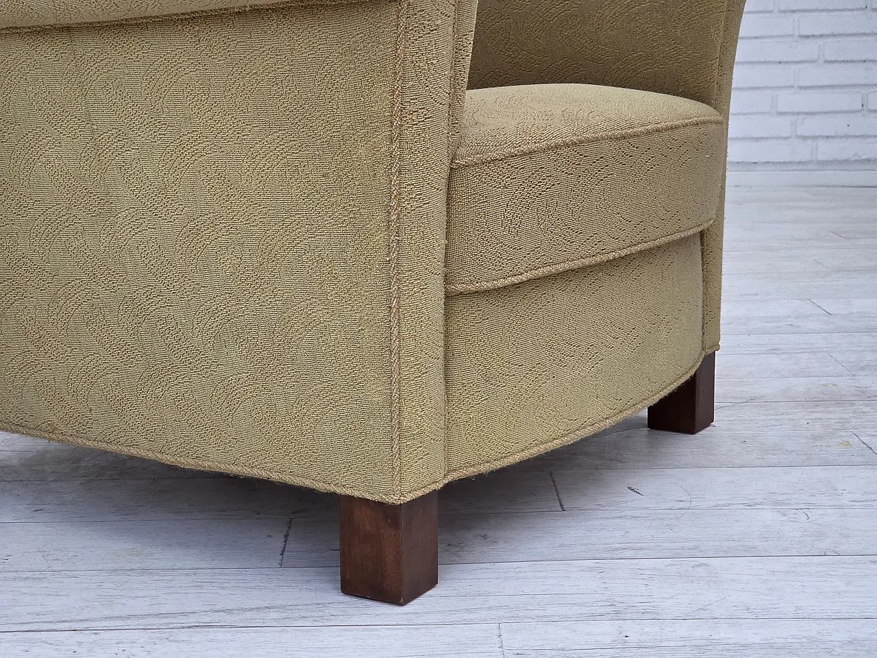 Danish relax chair light green wool, 1960s 4