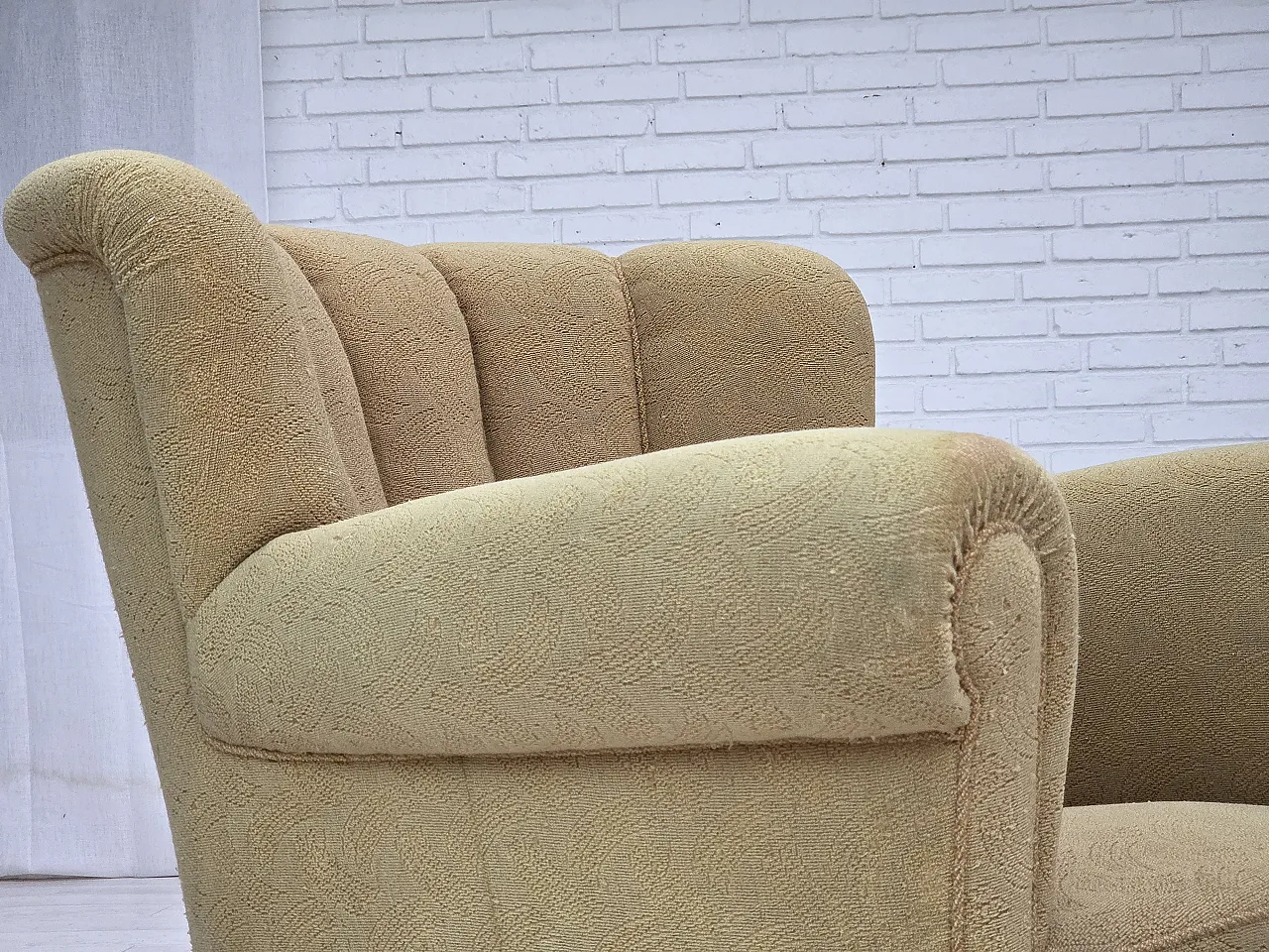 Danish relax chair light green wool, 1960s 5