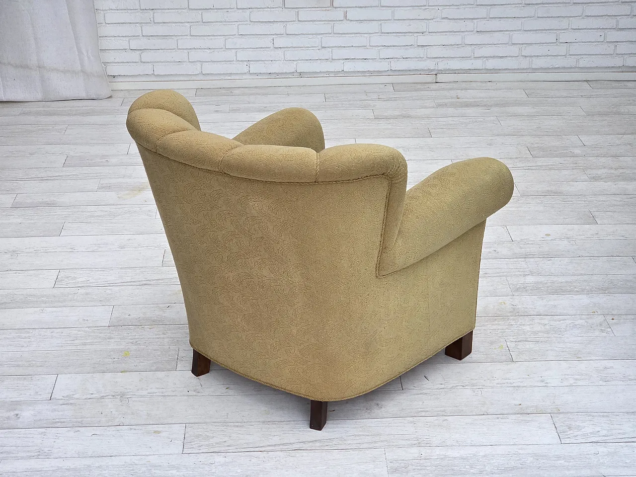 Danish relax chair light green wool, 1960s 10