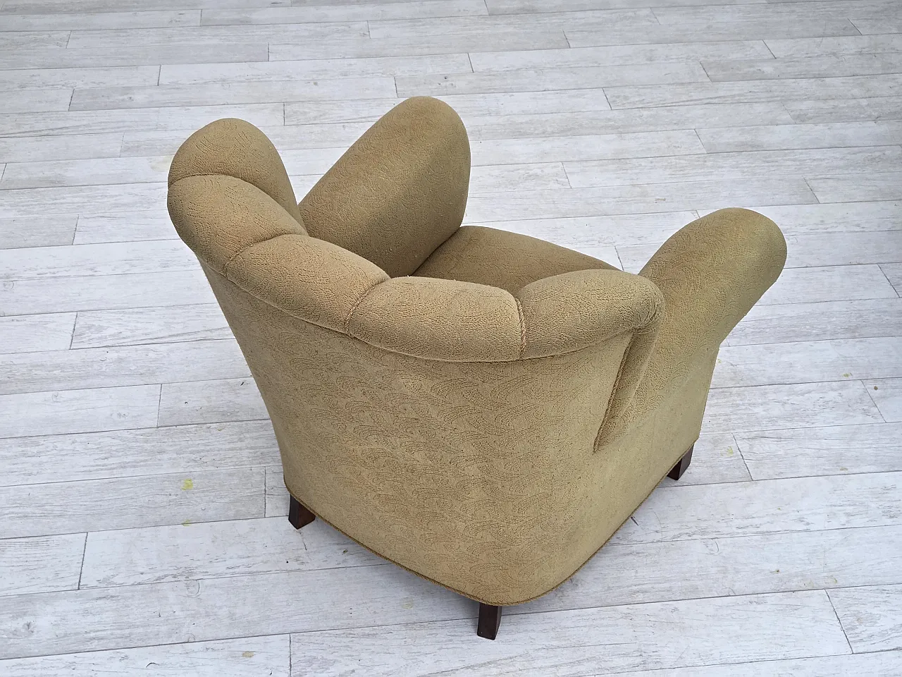 Danish relax chair light green wool, 1960s 11
