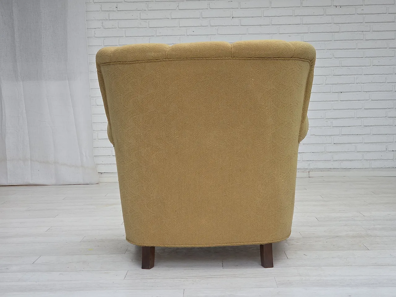 Danish relax chair light green wool, 1960s 12