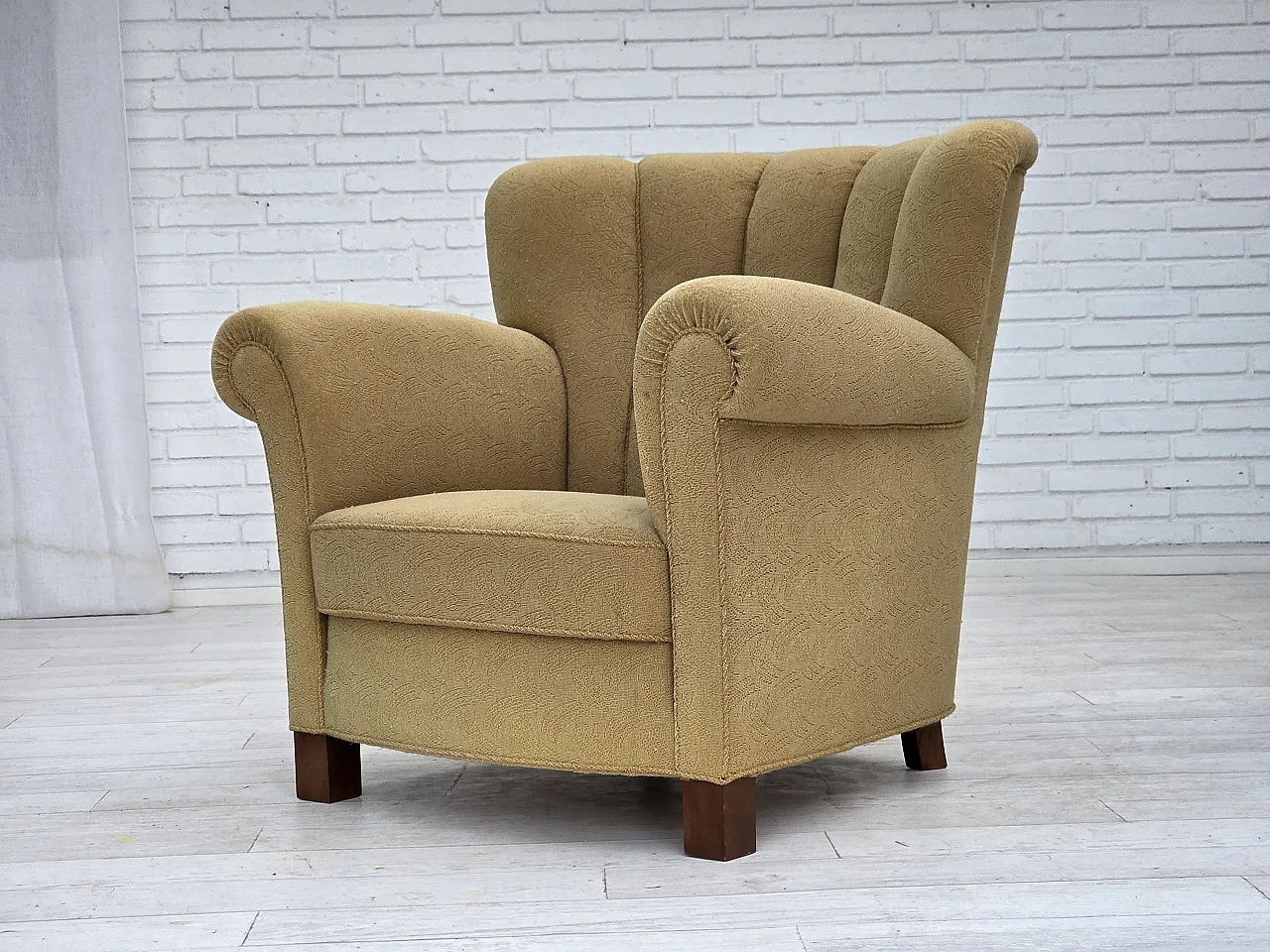 Danish relax chair light green wool, 1960s 15