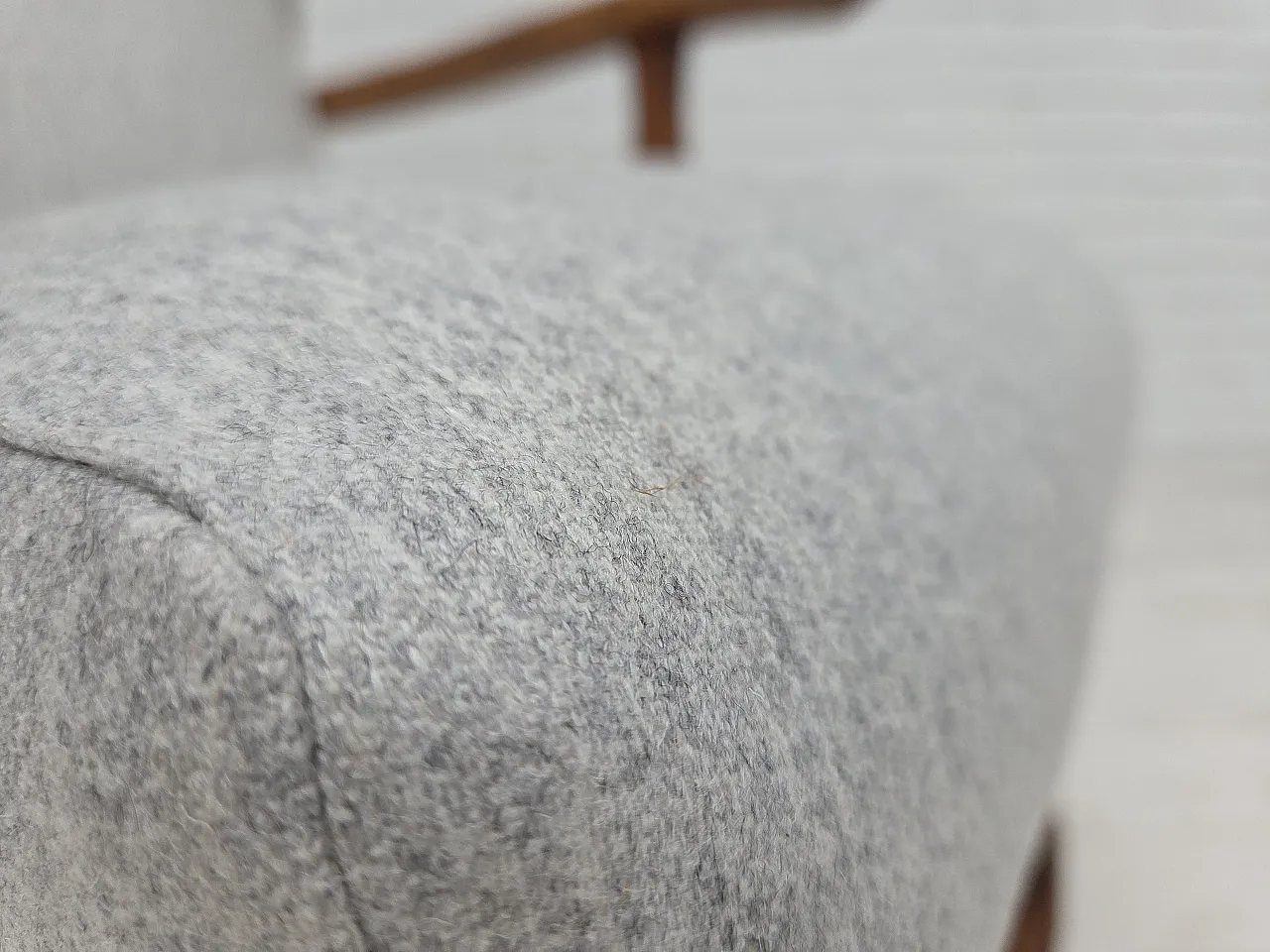 Danish high-backed armchair, wool, oak, 1950s 4