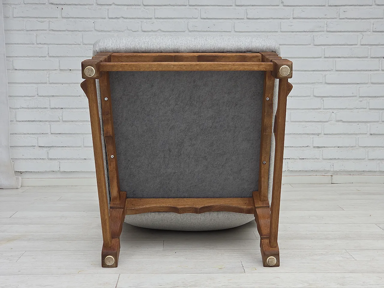 Danish high-backed armchair, wool, oak, 1950s 16