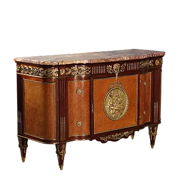 Credenza in stile Luigi XVI in legno e bronzo dorato, '800