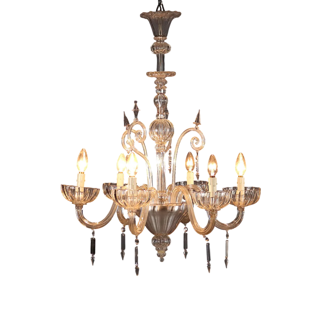 Lampadario veneziano in vetro soffiato di Murano, '800 11