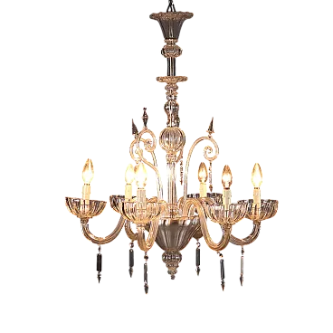 Lampadario veneziano in vetro soffiato di Murano, '800