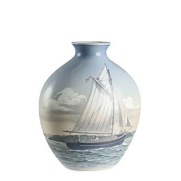 Vaso in porcellana con decoro raffigurante barche a vela, '900