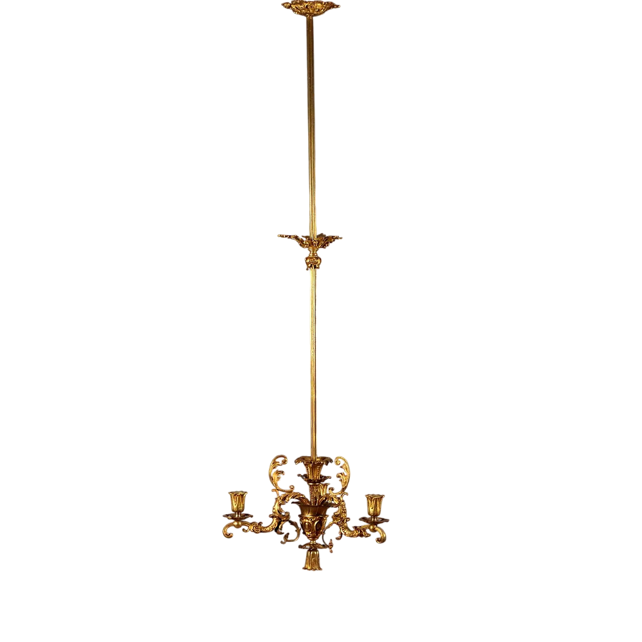 Lampadario in bronzo cesellato e dorato, '900 11
