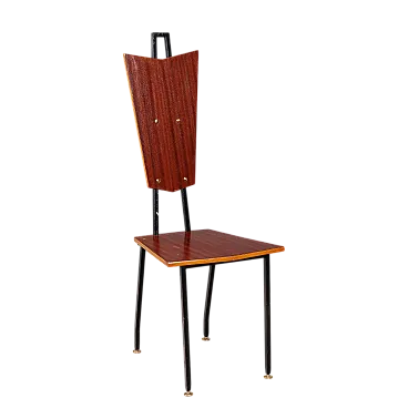 Sedia in metallo laccato con seduta e schienale in multistrato, '900