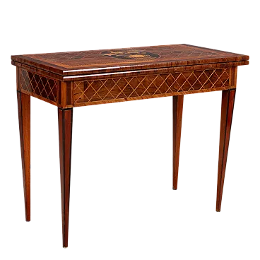 Tavolo da gioco impiallacciato in palissandro e mogano, '700