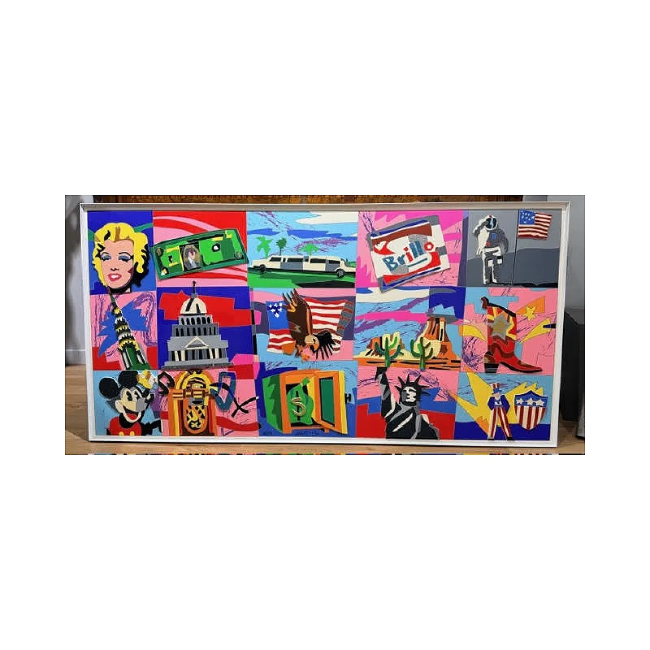 Ugo Nespolo, American Icons, serigrafia polimaterica, anni 2000 1