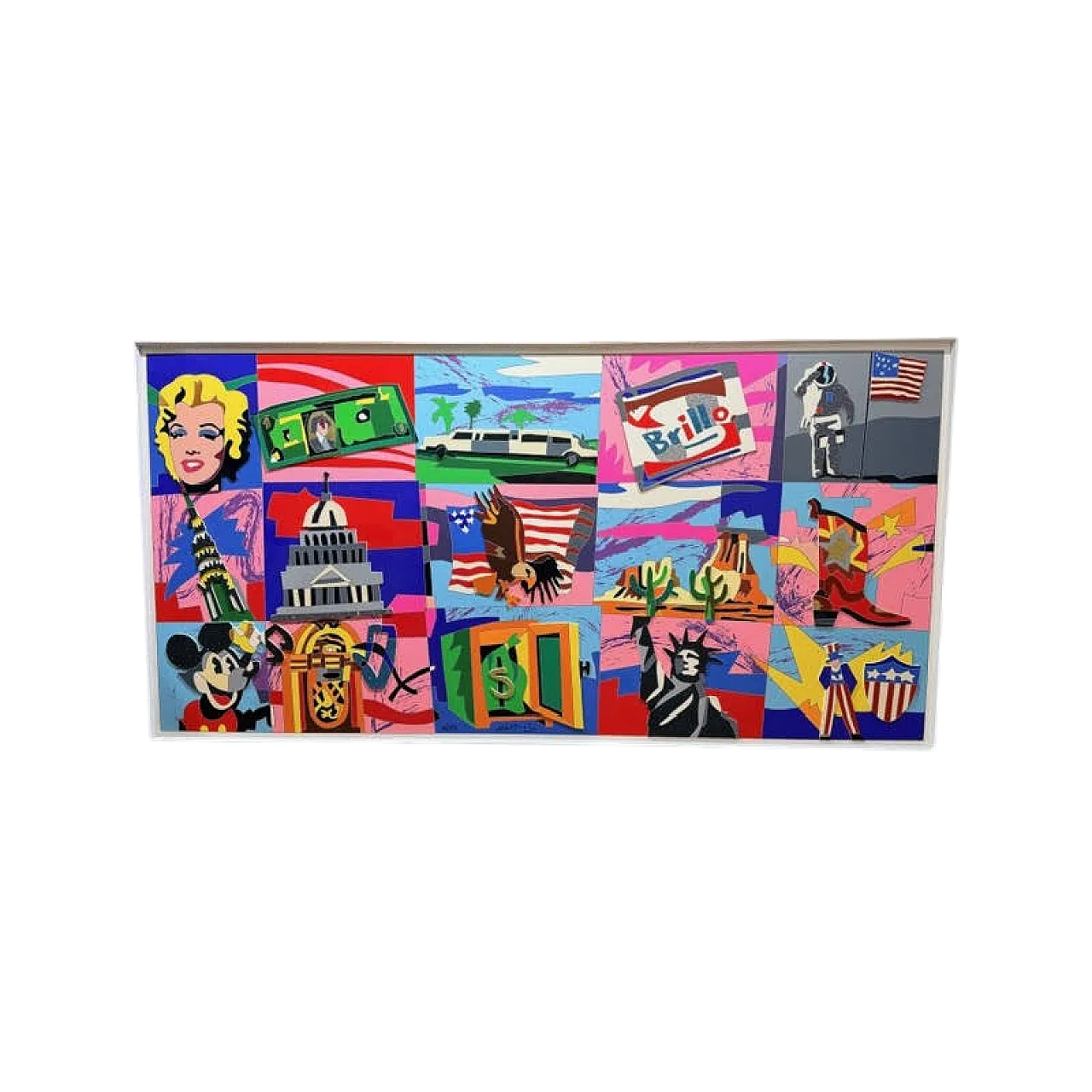 Ugo Nespolo, American Icons, serigrafia polimaterica, anni 2000 12