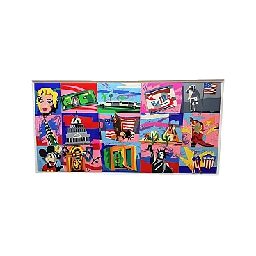 Ugo Nespolo, American Icons, serigrafia polimaterica, anni 2000