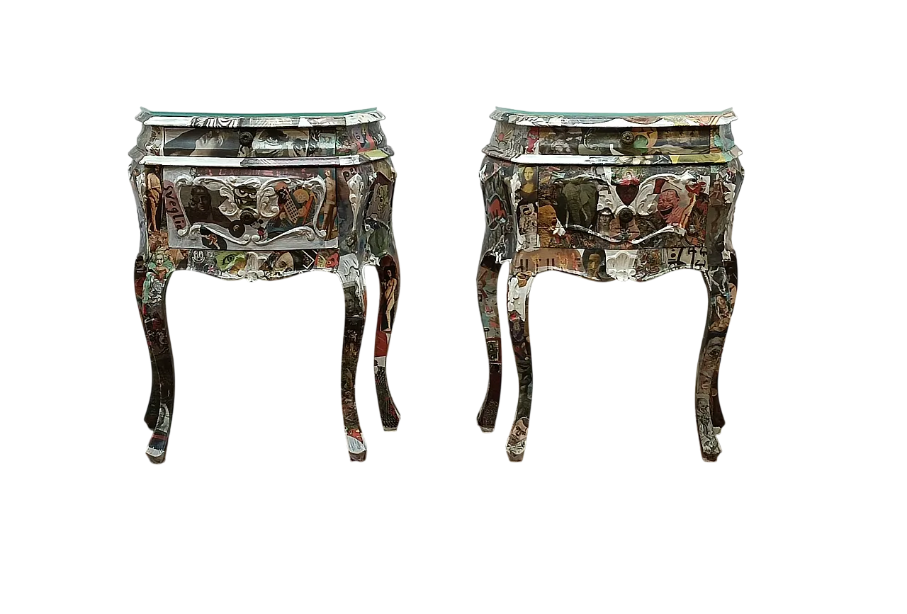 Coppio di comodini decoupage artistico, 2000 35
