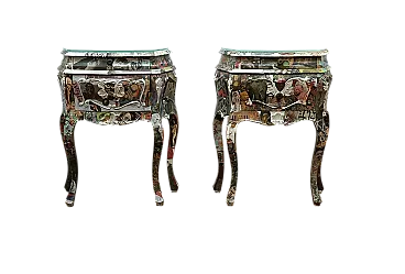 Coppio di comodini decoupage artistico, 2000