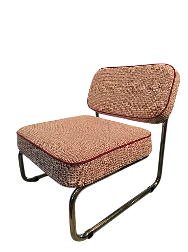 Pair of steel lounge chairs with fabric, 1970s