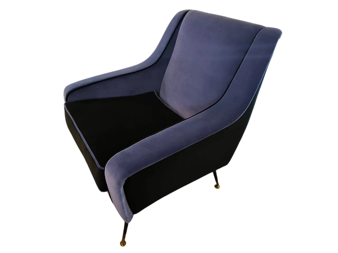 Pair of black and blue lounge chairs, 1960s 7