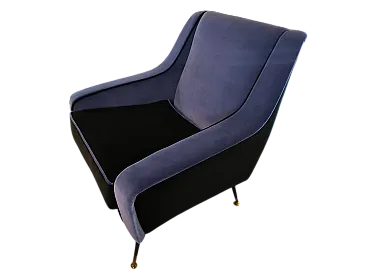 Pair of black and blue lounge chairs, 1960s