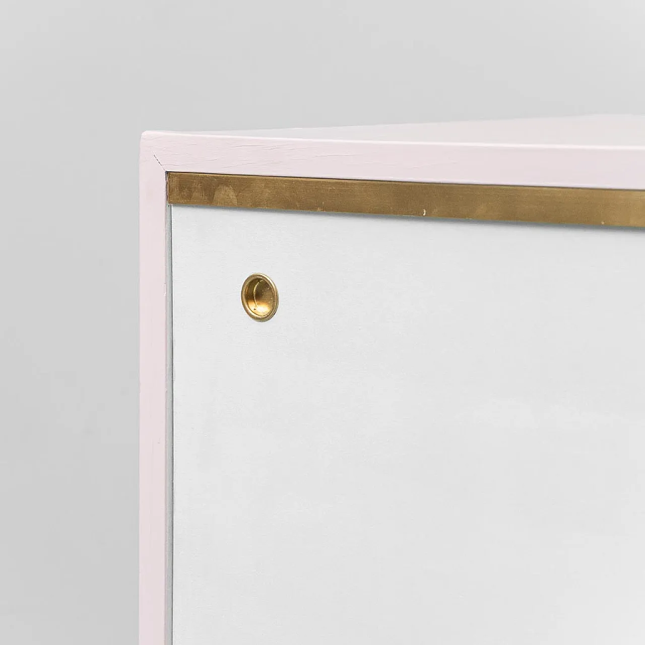 Sideboard sideboard cabinet in pink and white wood, 1960s 3