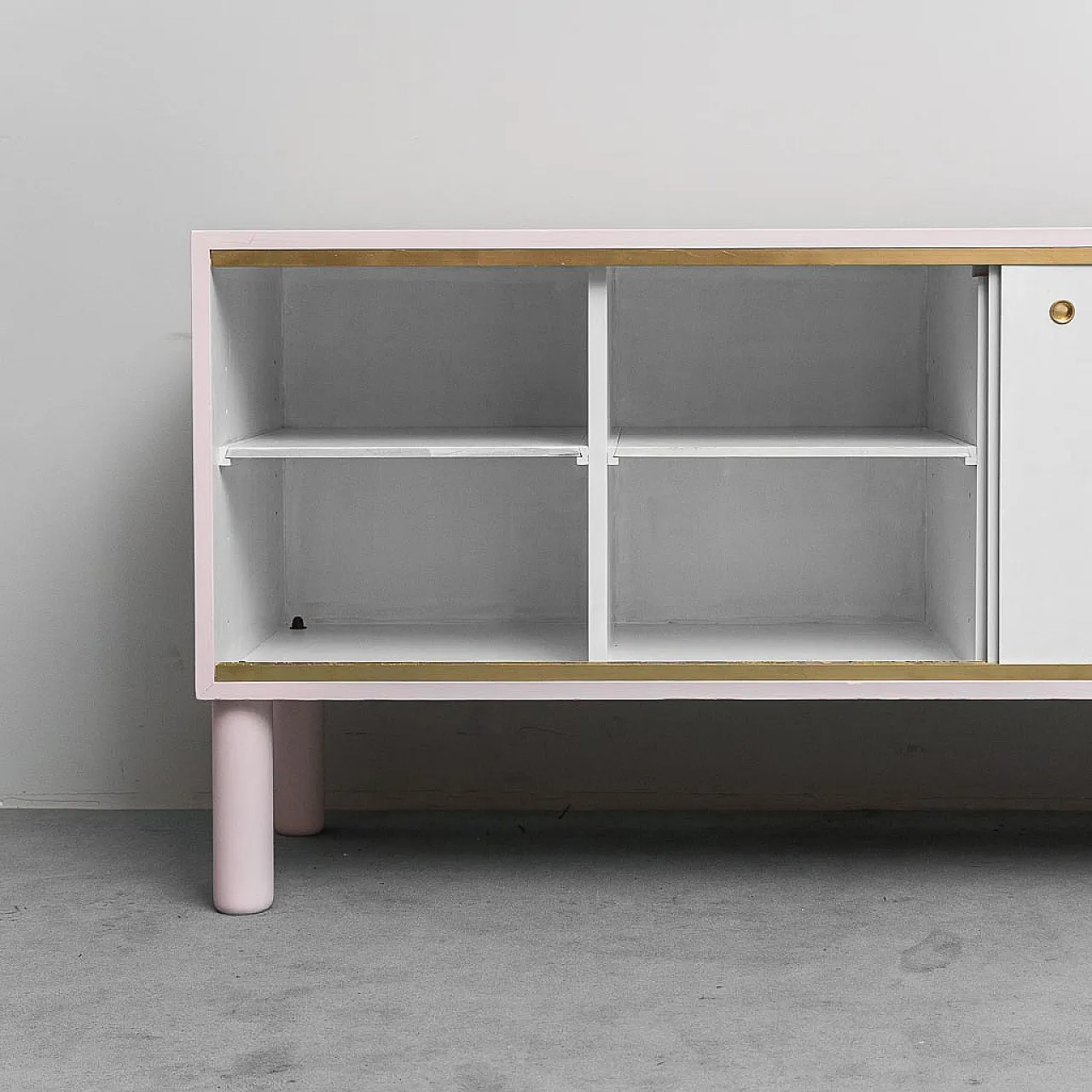 Sideboard sideboard cabinet in pink and white wood, 1960s 4
