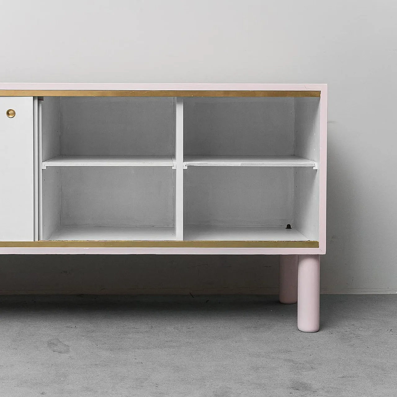 Sideboard sideboard cabinet in pink and white wood, 1960s 6
