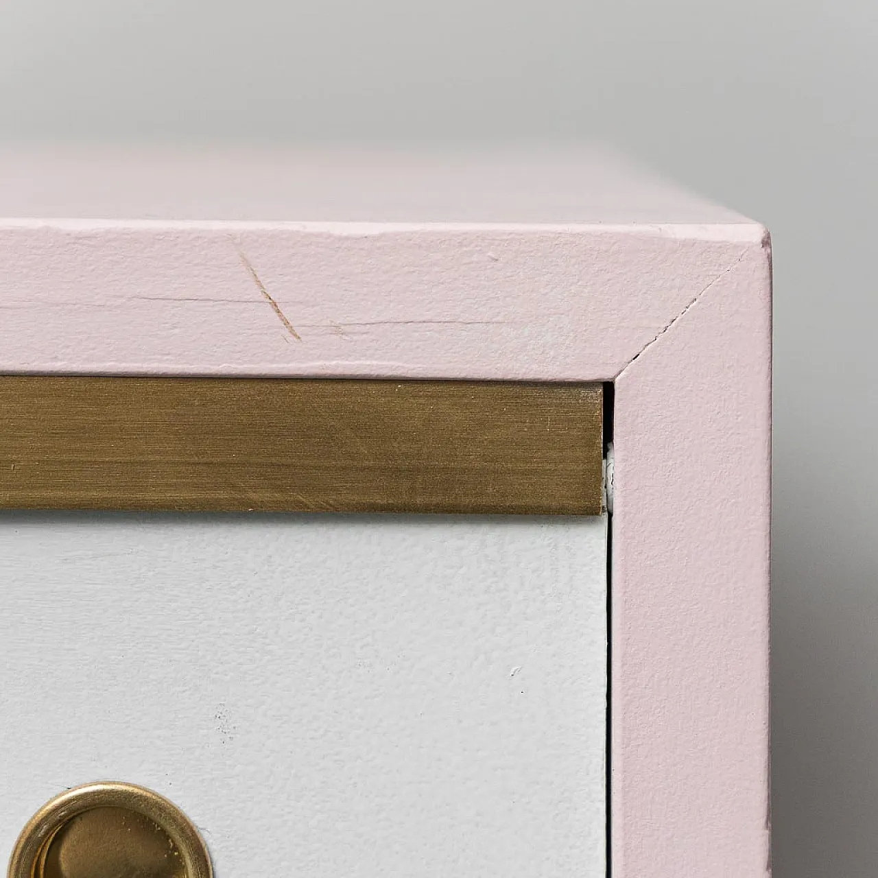 Sideboard sideboard cabinet in pink and white wood, 1960s 8