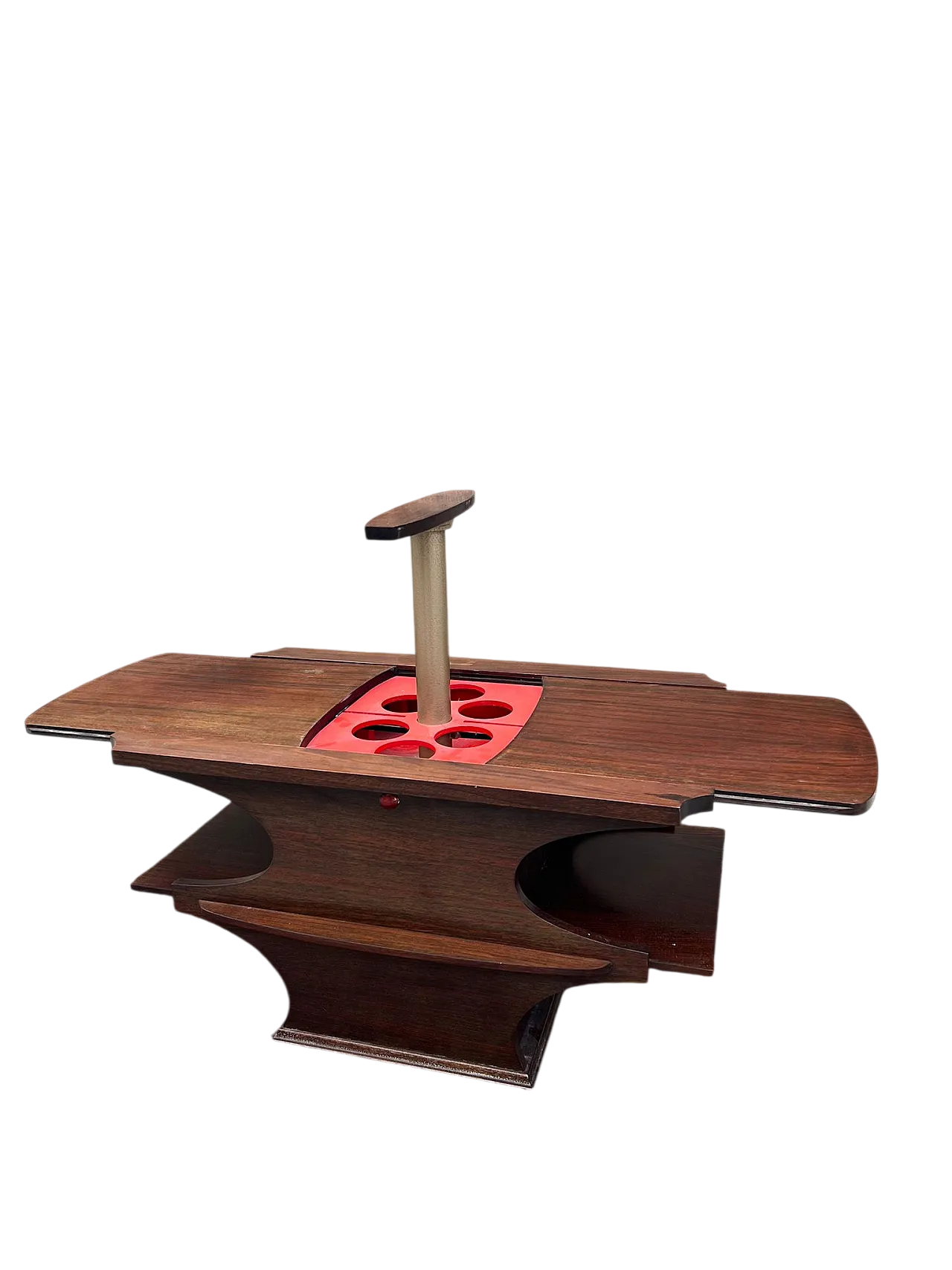 Tavolino bar palissandro apertura automatica, anni '70 11
