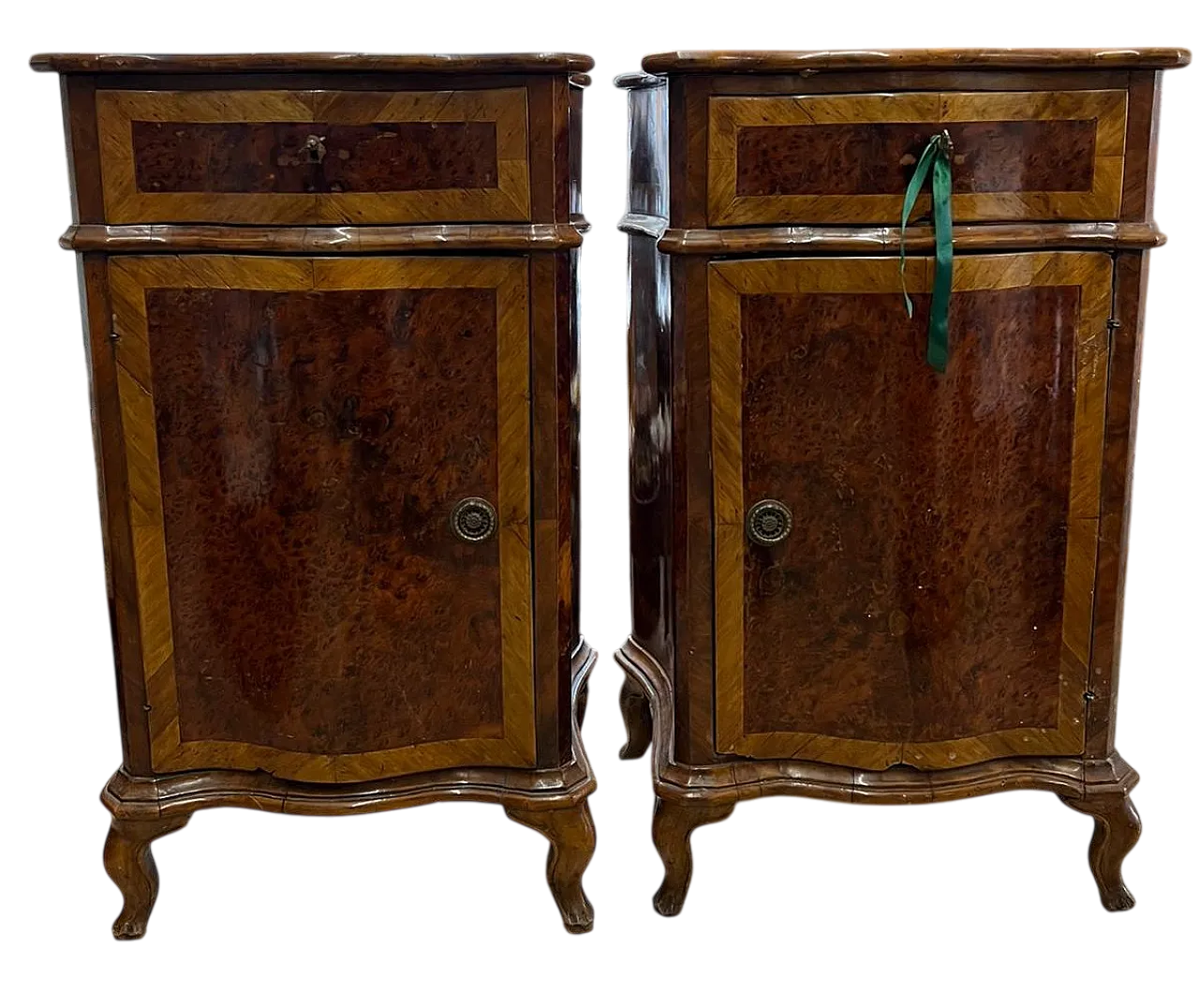 Coppia di comodini in radica di noce, '800 10