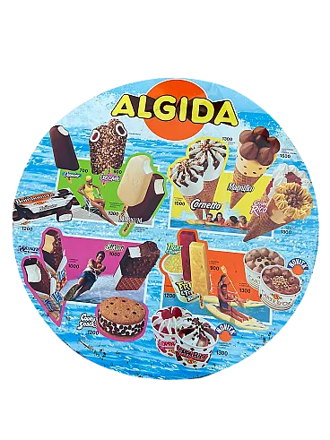 Insegna pubblicitaria gelati algida vintage lire, anni '90