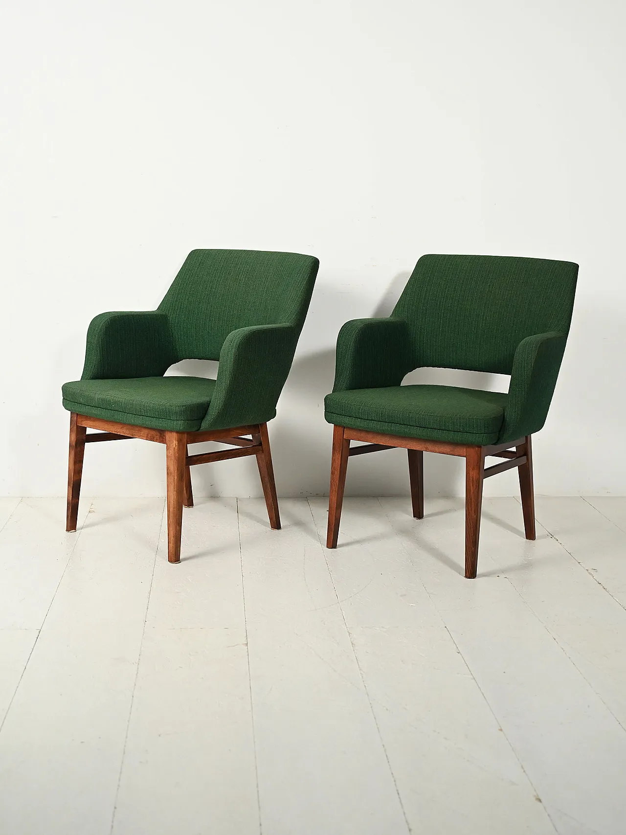 Pair of green Oslosund armchairs by Kinnarps, 1950s 2