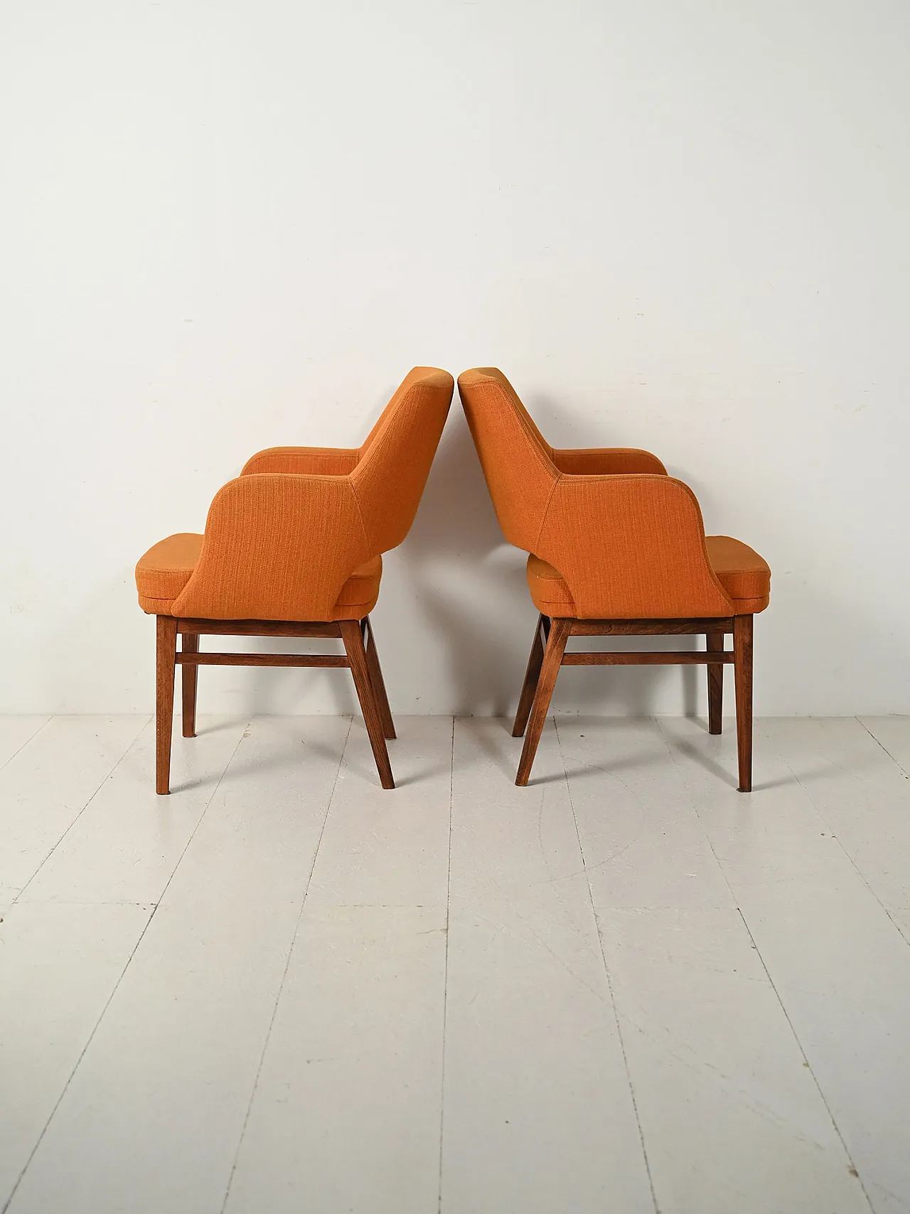 Pair of orange Oslosund armchairs by Kinnarps, 1950s 3