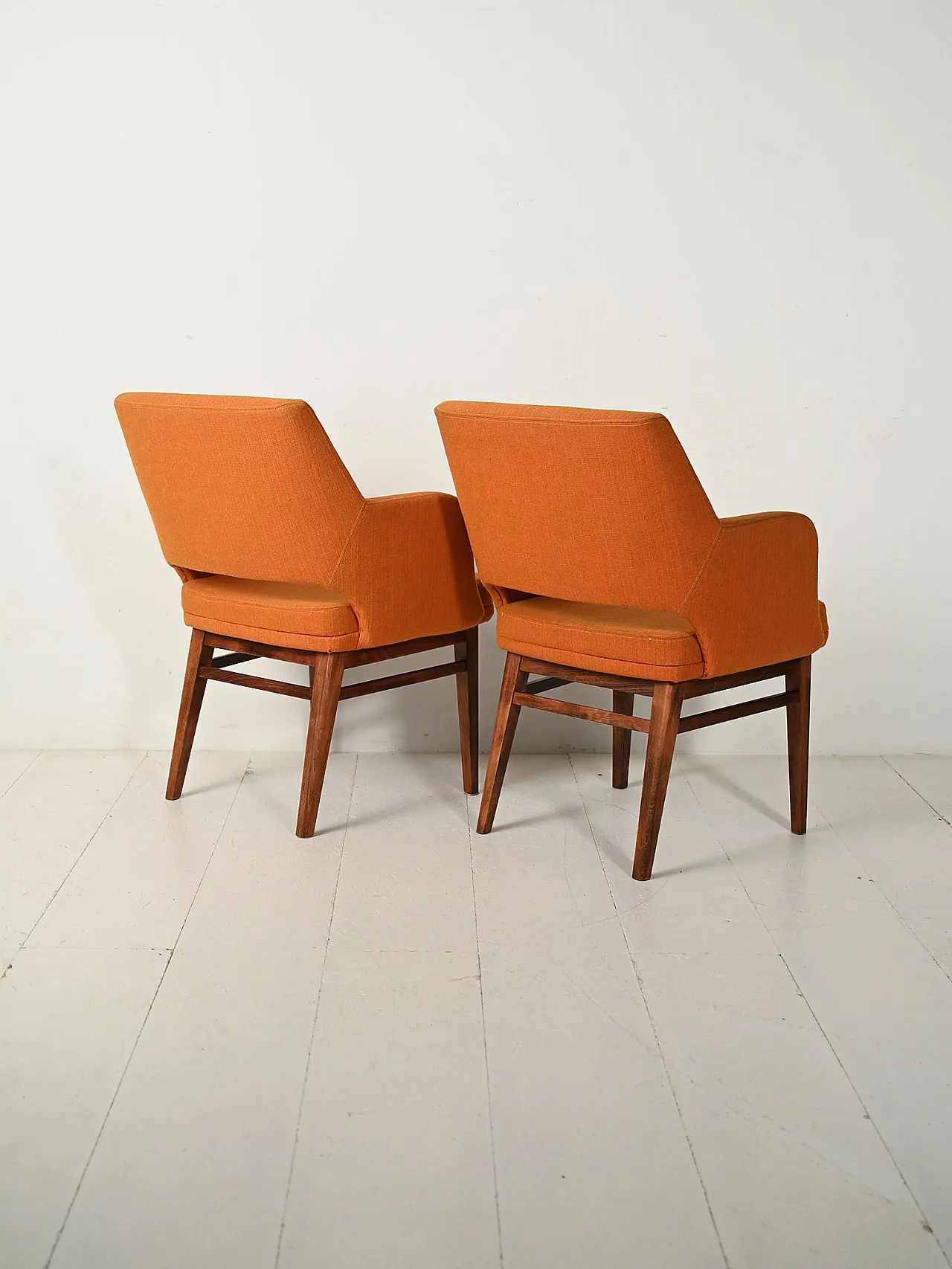 Pair of orange Oslosund armchairs by Kinnarps, 1950s 4