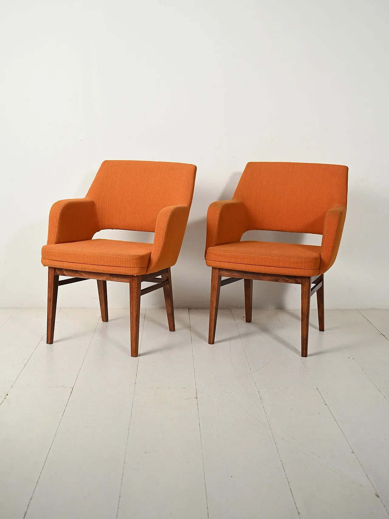 Pair of orange Oslosund armchairs by Kinnarps, 1950s 5