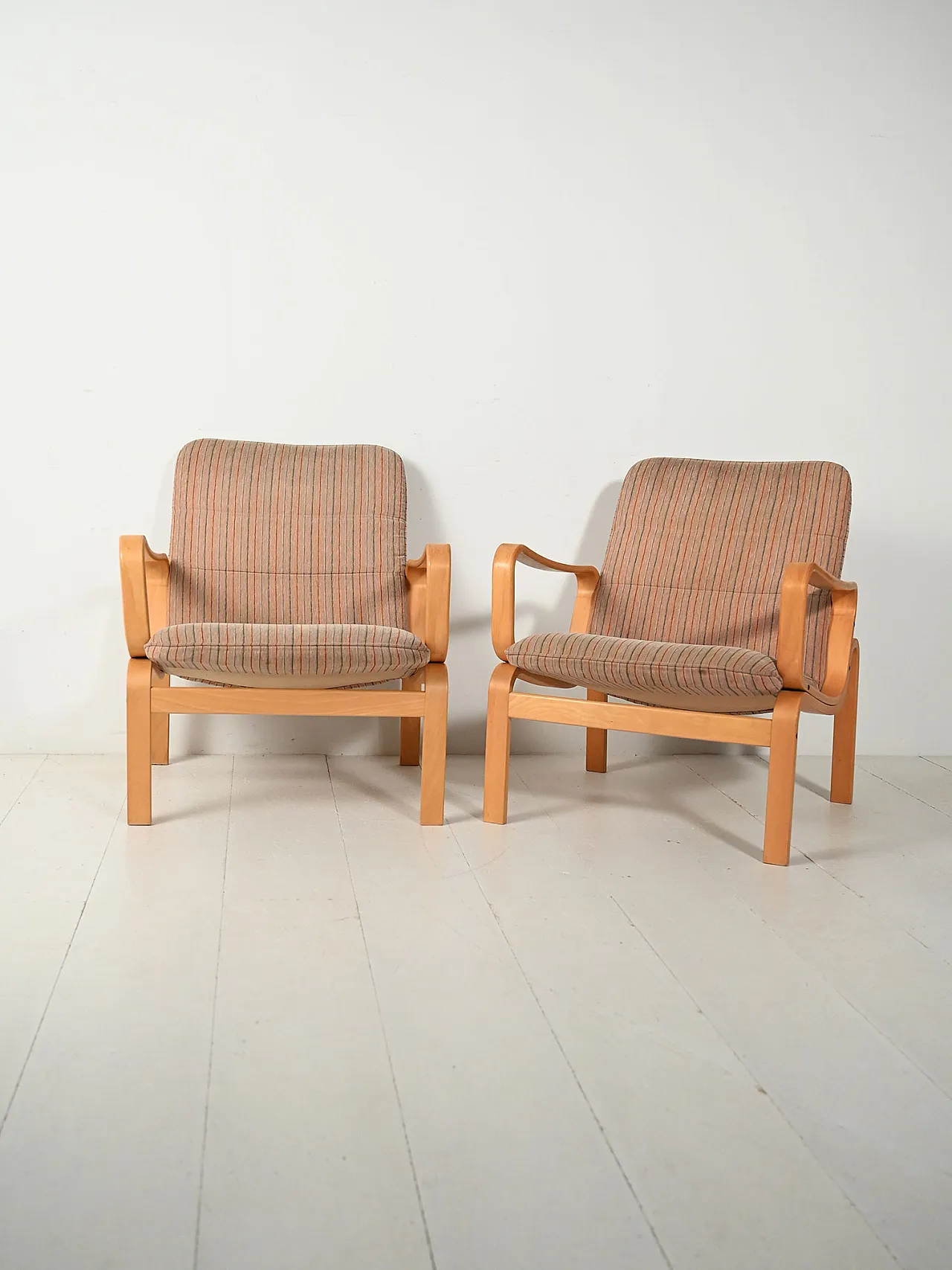Pair of Swedish armchairs by Ire Möbler in beech, 60s 1