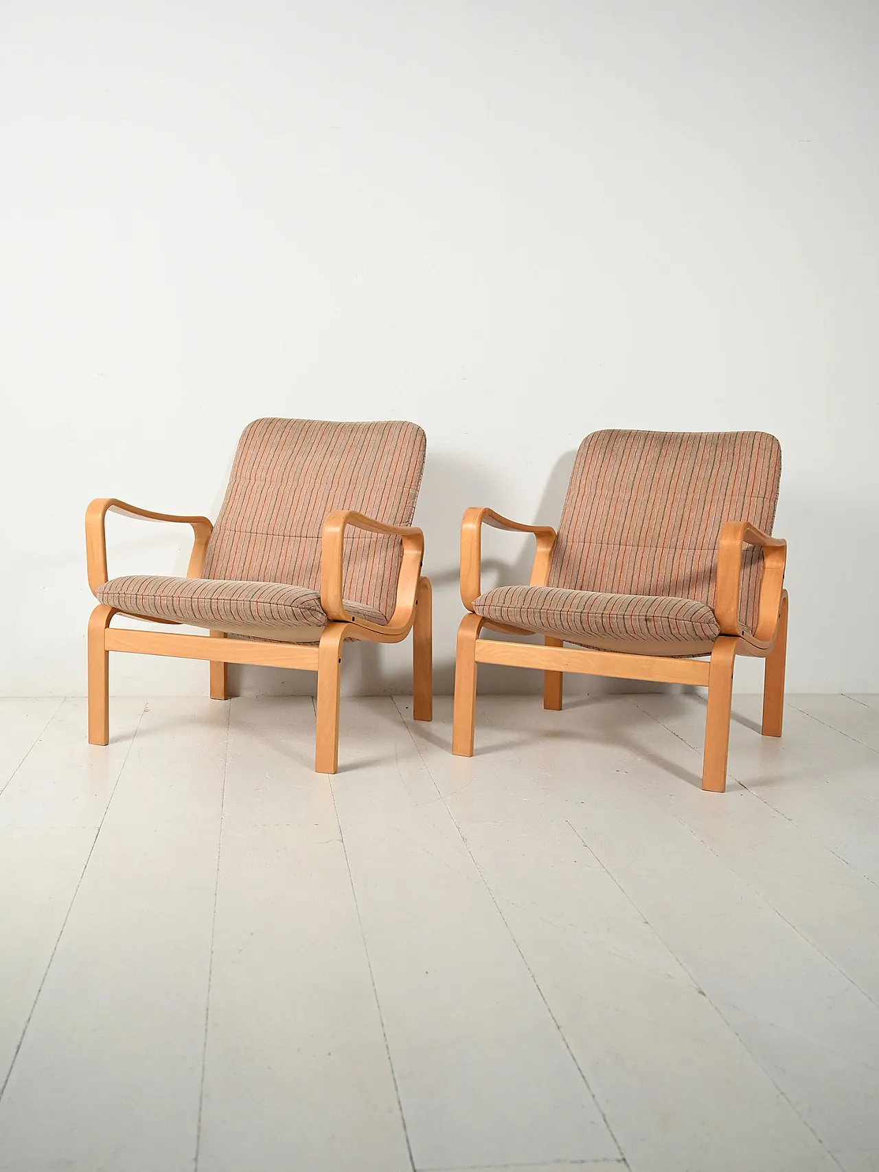Pair of Swedish armchairs by Ire Möbler in beech, 60s 2