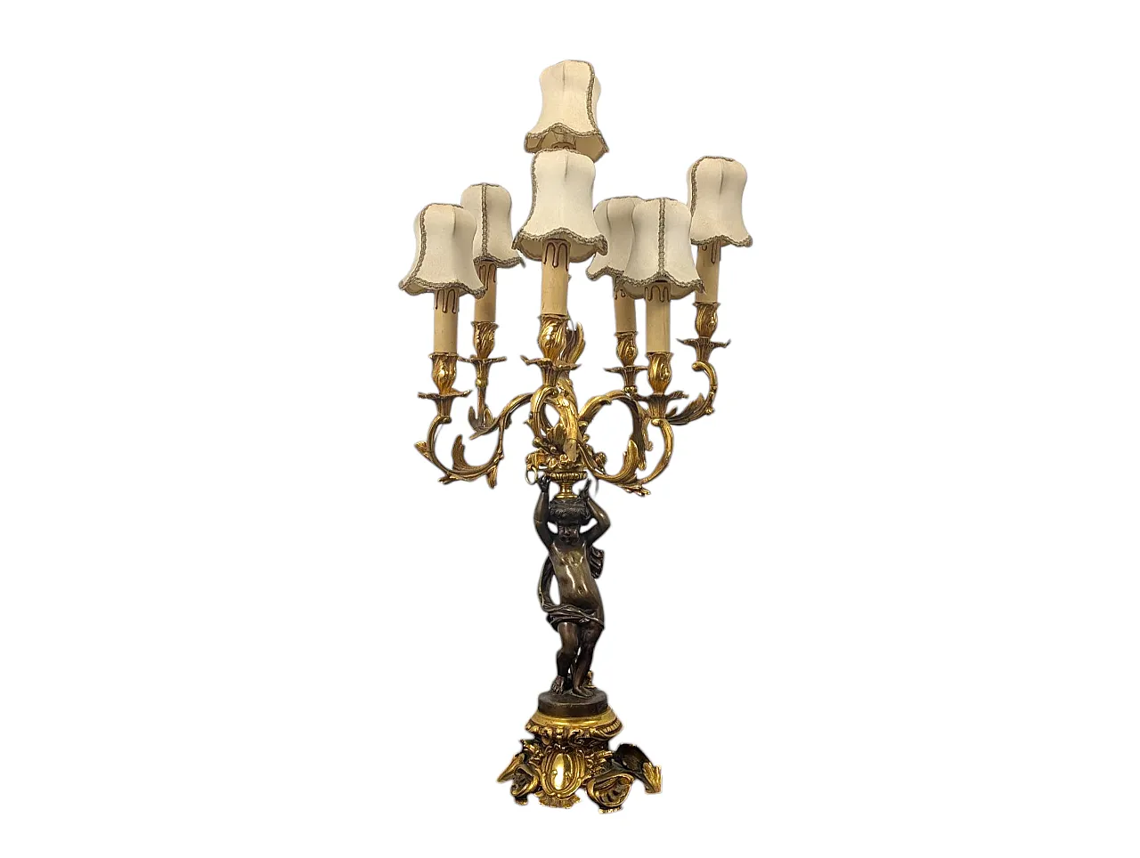 7-light table lamp with cherub, 19th century 1