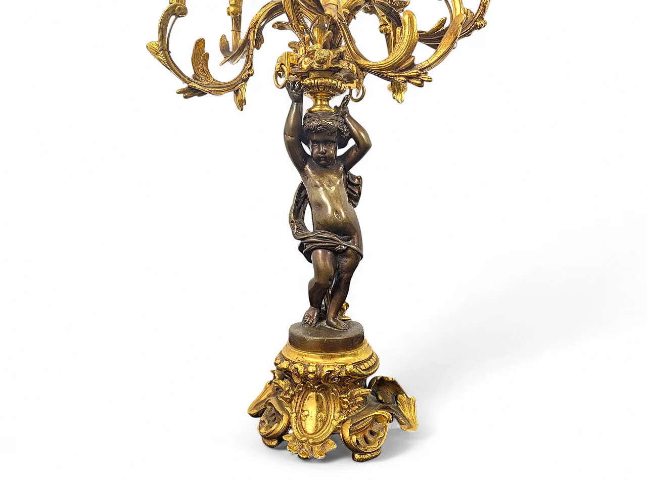 7-light table lamp with cherub, 19th century 4