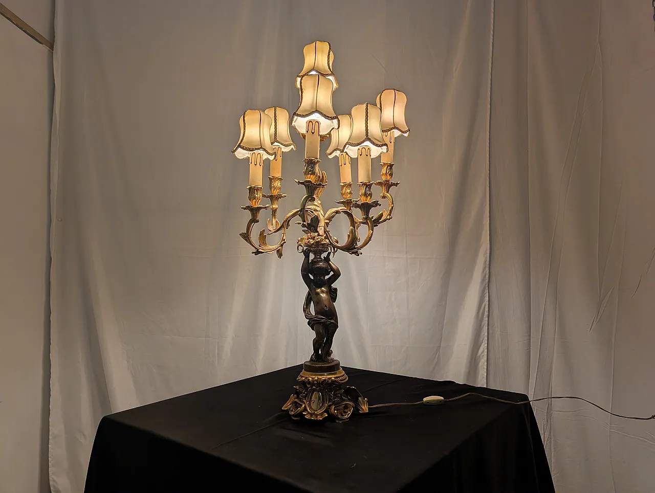 7-light table lamp with cherub, 19th century 8